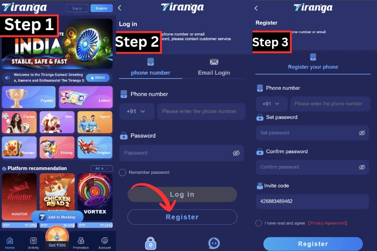 Tiranga Game Login